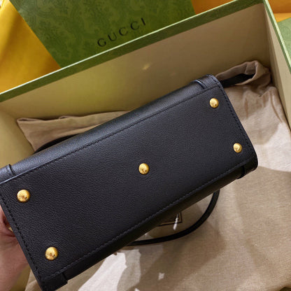 GG Diana Mini 20 Black Textured-Leather Tote Bag
