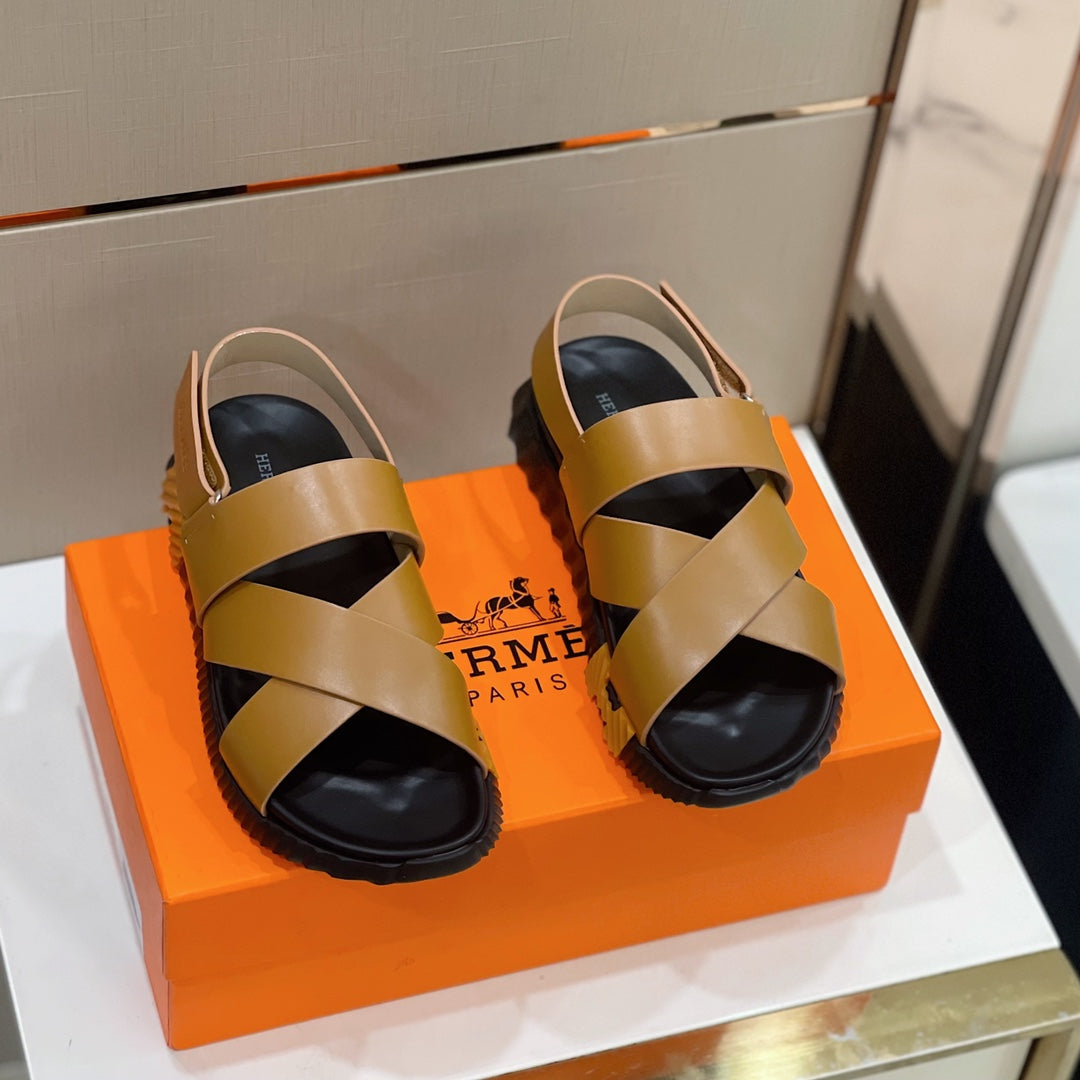 HM ELECTRIC SANDAL TAWNY CALFSKIN