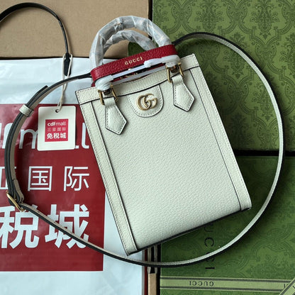Gucci Diana Bamboo Mini Tote Bag Off-white Lambskin 240106