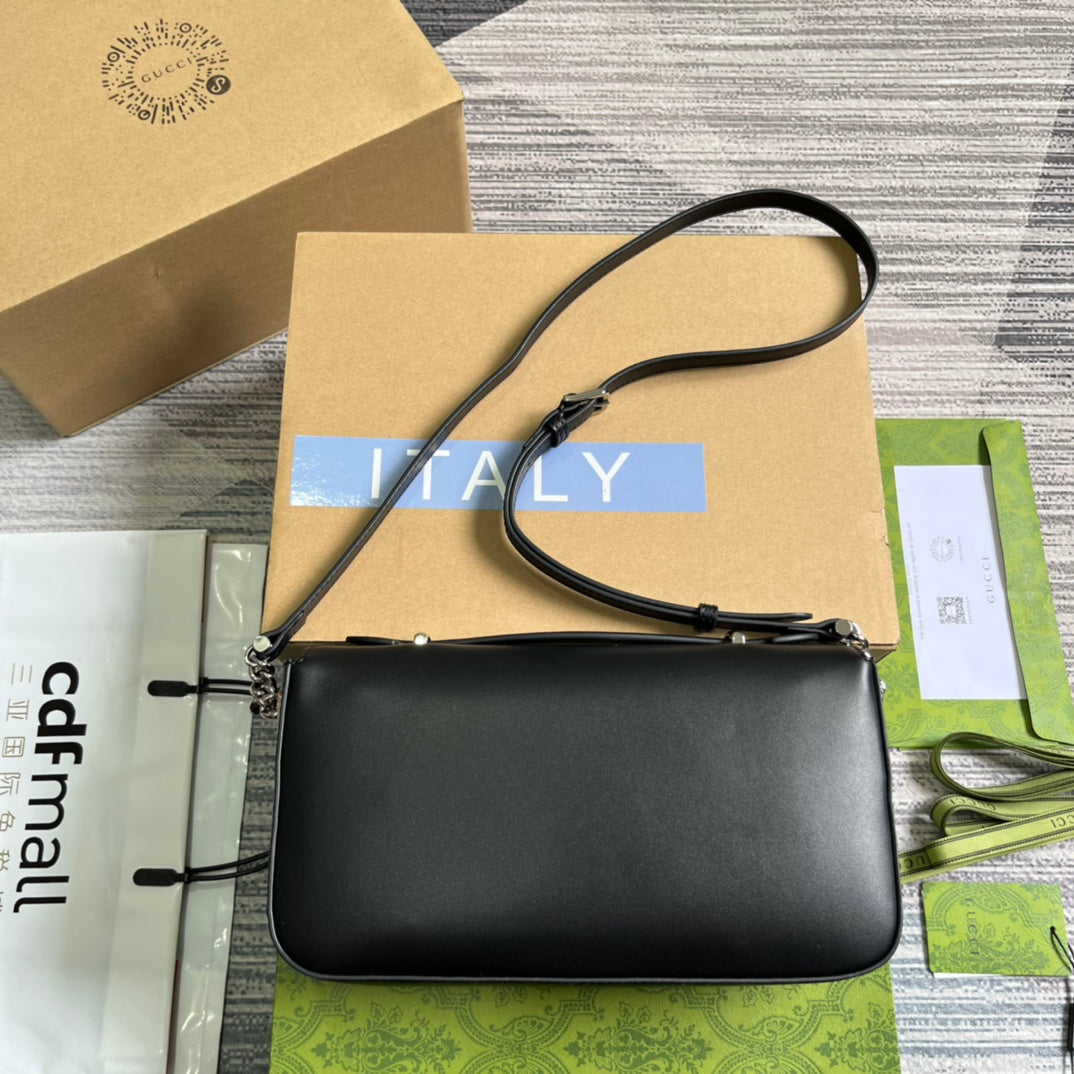 GG SMALL 27 HANDBAG IN BLACK CALFSKIN