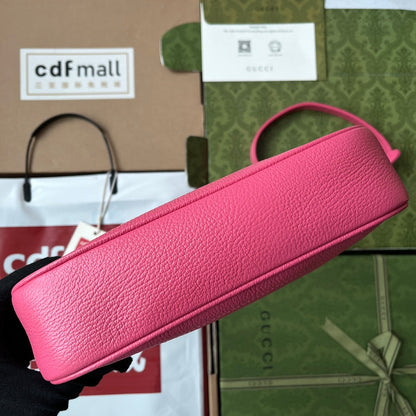 SHOULDER BAG 25 IN BRIGHT PINK CALFSKIN GOLD HARDWARE