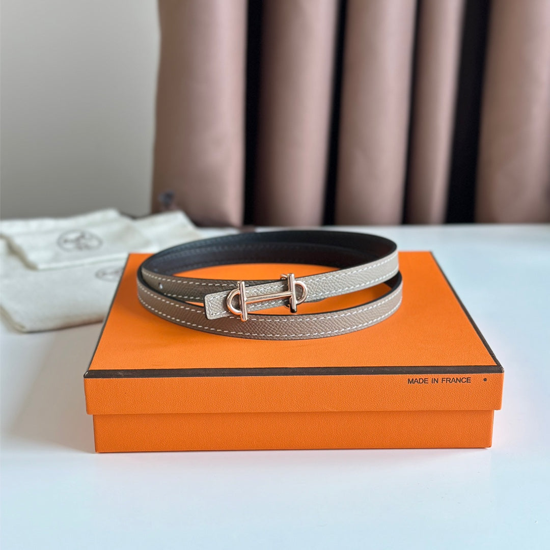 HM GAMMA BUCKLE & REVERSIBLE KHAKI BROWN AND BLACK LEATHER STRAP 13MM COPPER HARDWARE