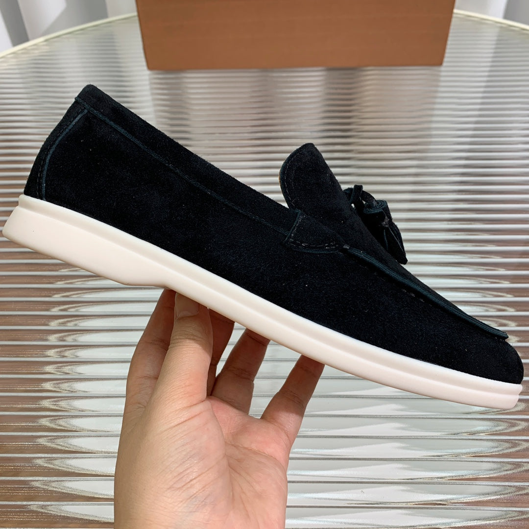 lp dot sole walk loafer black suede