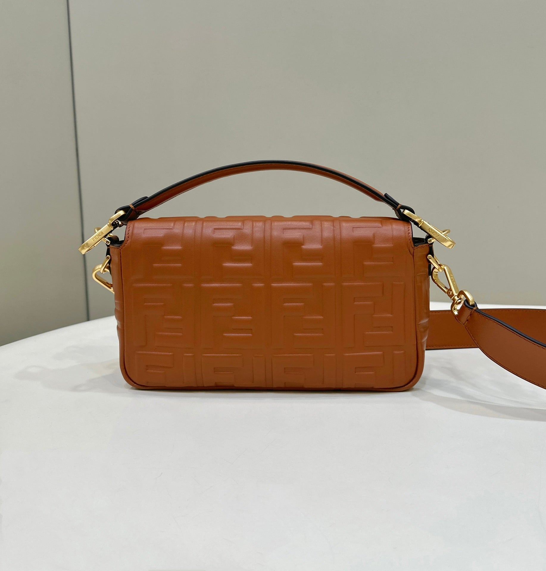 Baguette 27cm Brown Lambskin Gold Hardware