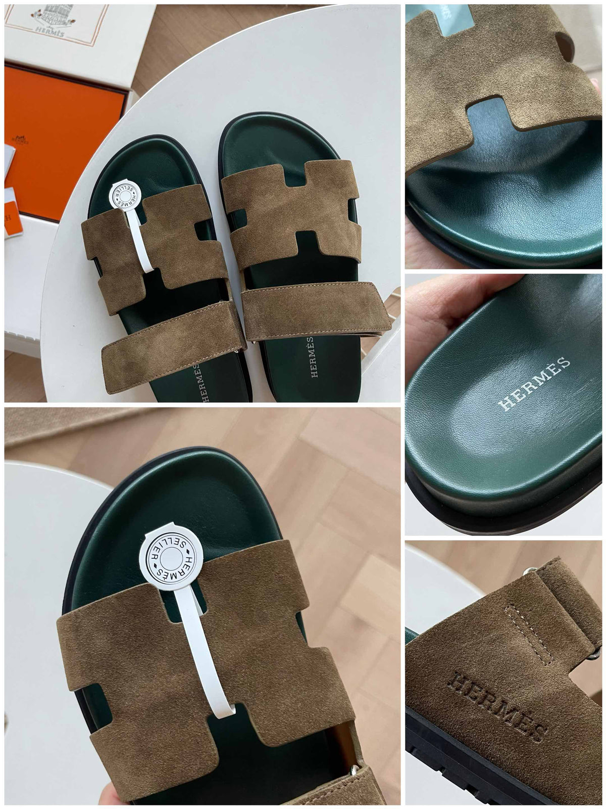 HM Men's Chypre Slide Moss Green Suede 538604