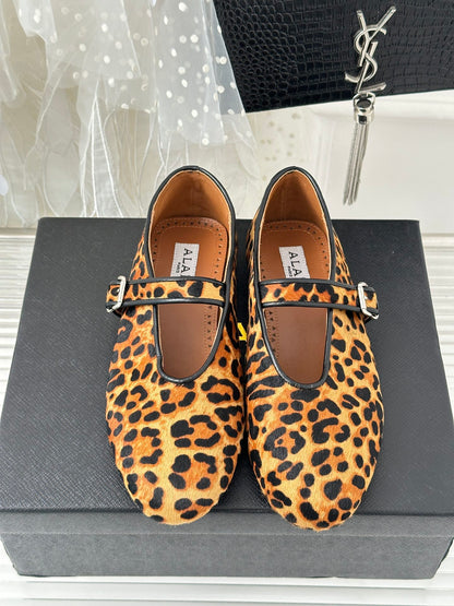 Alaia 25 Mary Jane Ballet Flat Leopard Calfskin 293239
