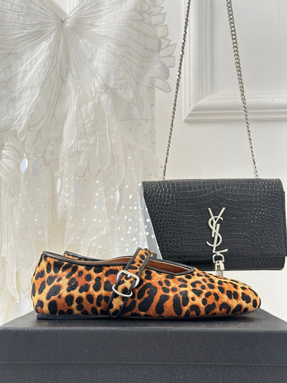Alaia 25 Mary Jane Ballet Flat Leopard Calfskin 293239