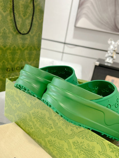 GC 25 50mm Monogram Slide Sandal Green Cowhide 292390