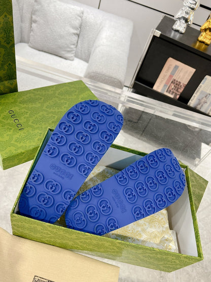 GC 25 50mm Monogram Slide Sandal Sky Blue White Cowhide 292392