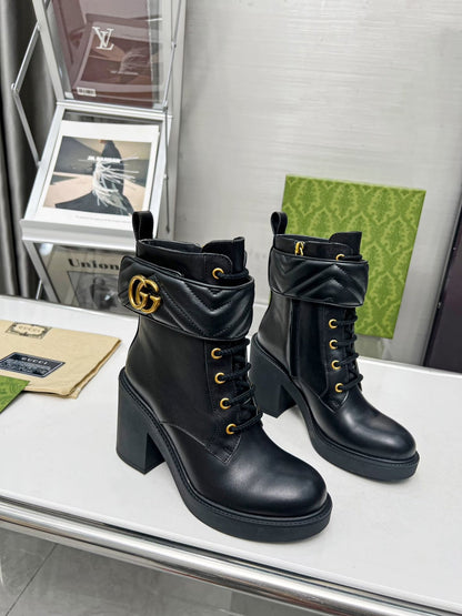GG ankle boots black double G Cowhide