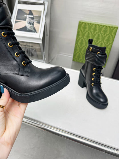 GG ankle boots black double G Cowhide