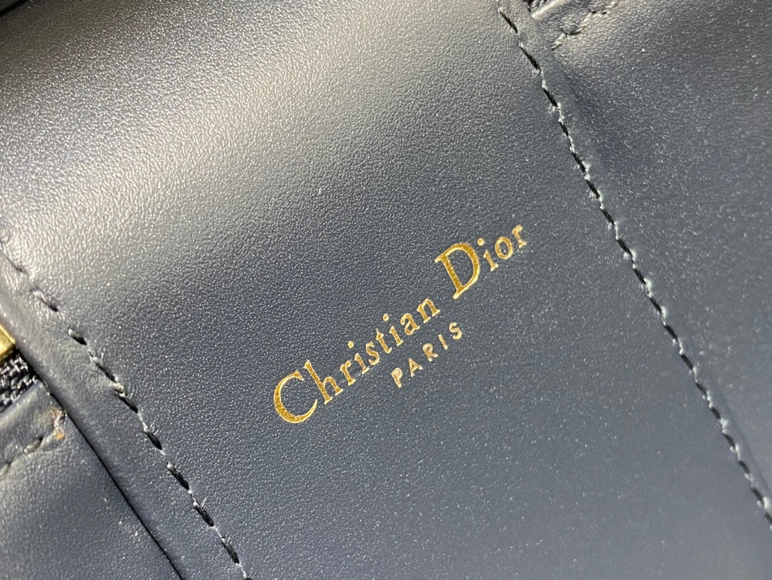 CD Signature Vanity Blue Calf Leather Cotton