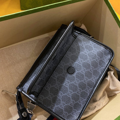 GG SMALL 21 CROSSBODY BAG WITH TAG IN BLACK CANVAS