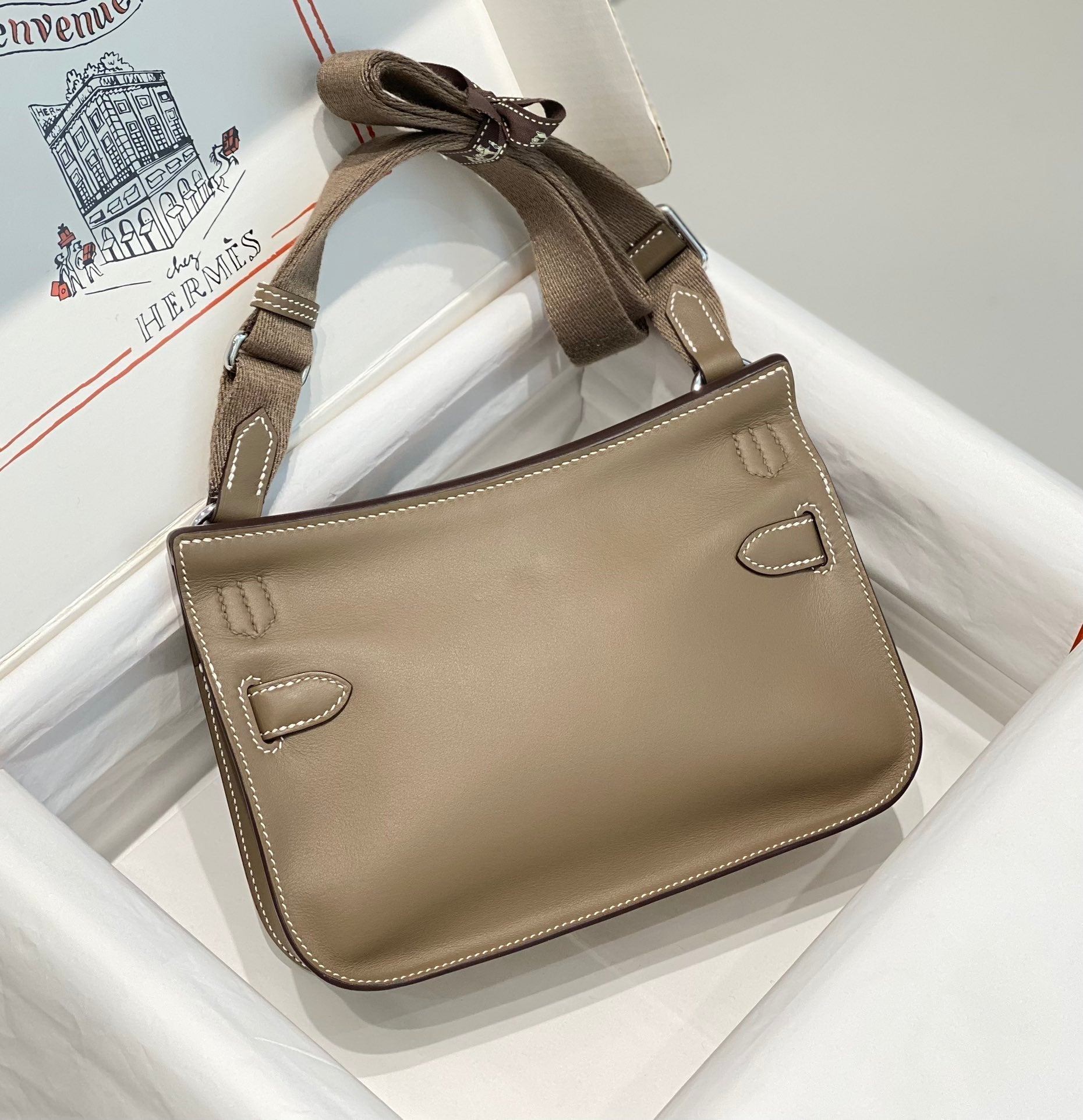 HM JYPSIÈRE MINI 23 TAN CALFSKIN SILVER HARDWARE