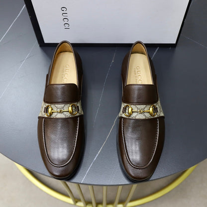 GG Men's Loafer Brown Cowhide Canvas 551267