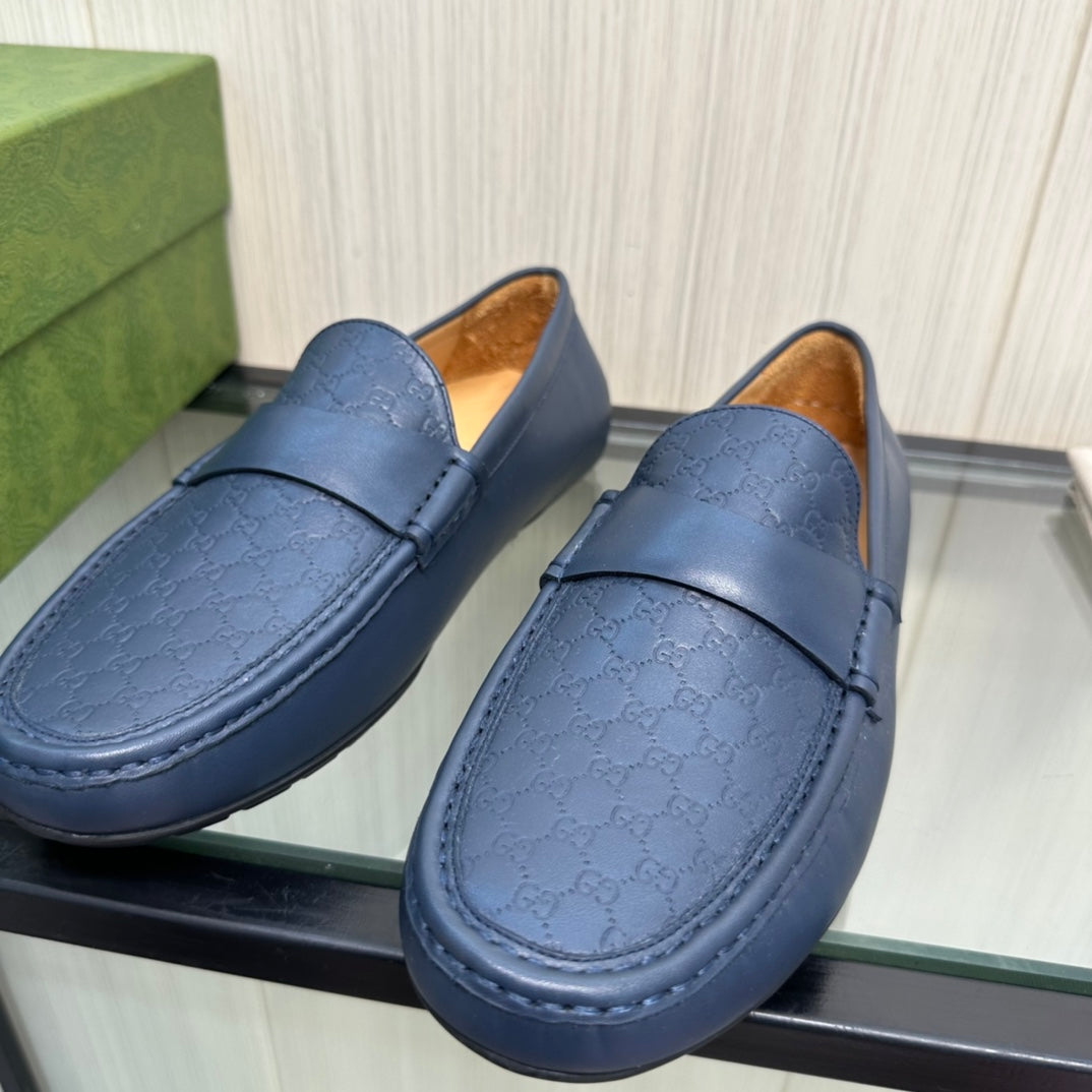 GG Men's Loafer Navy Blue Cowhide 165497