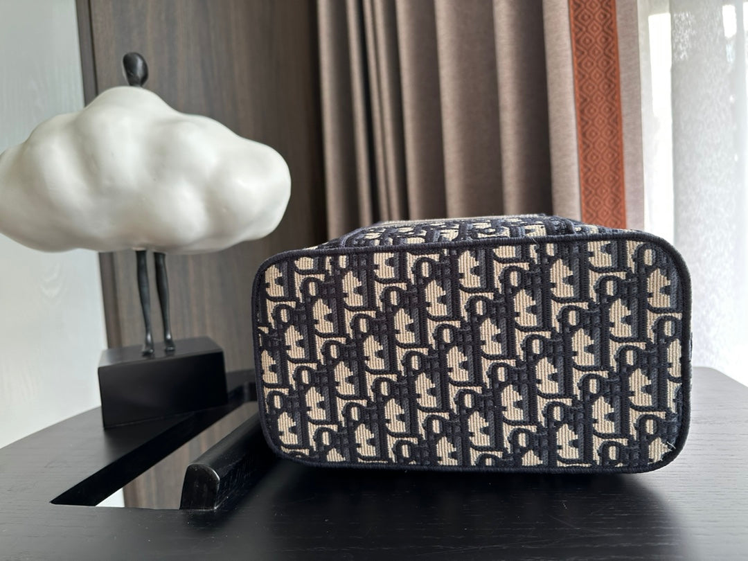 diortravel vanity 25 black beige oblique embroidery