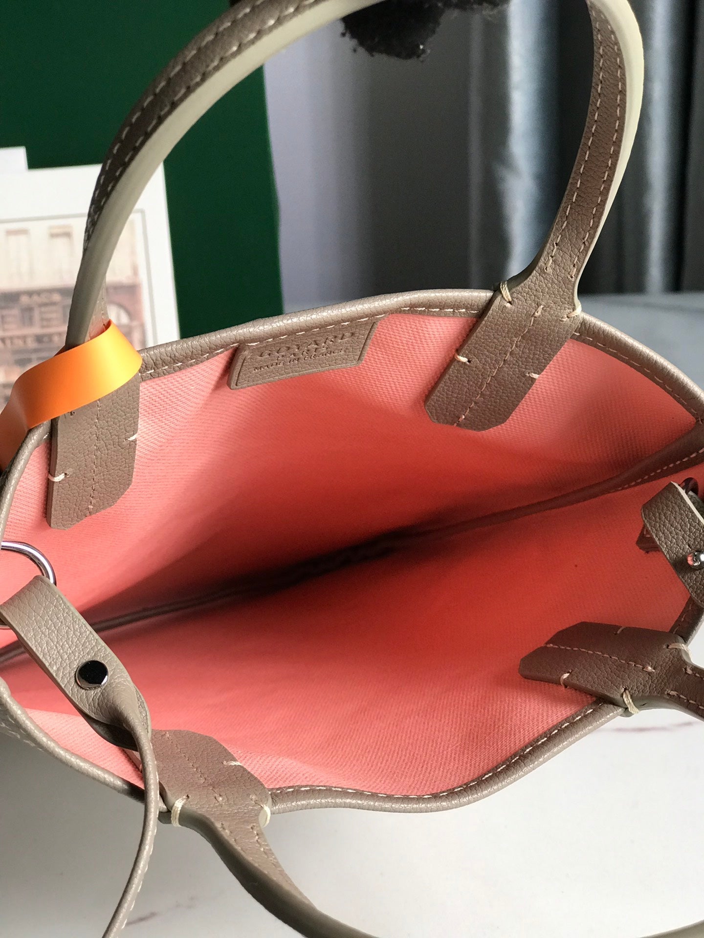 POITIERS CLAIRE-VOIE BAG 24 IN GREY MIX PINK GOYARDINE CANVAS AND CALFSKIN