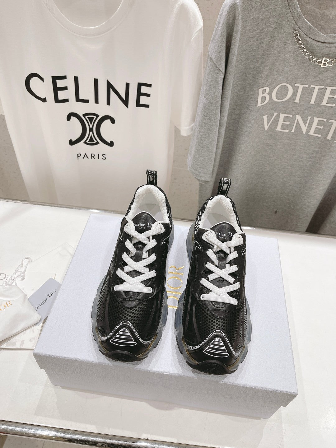 CD Vibe Sneaker Black Polyester Mesh Fabric And Lambskin