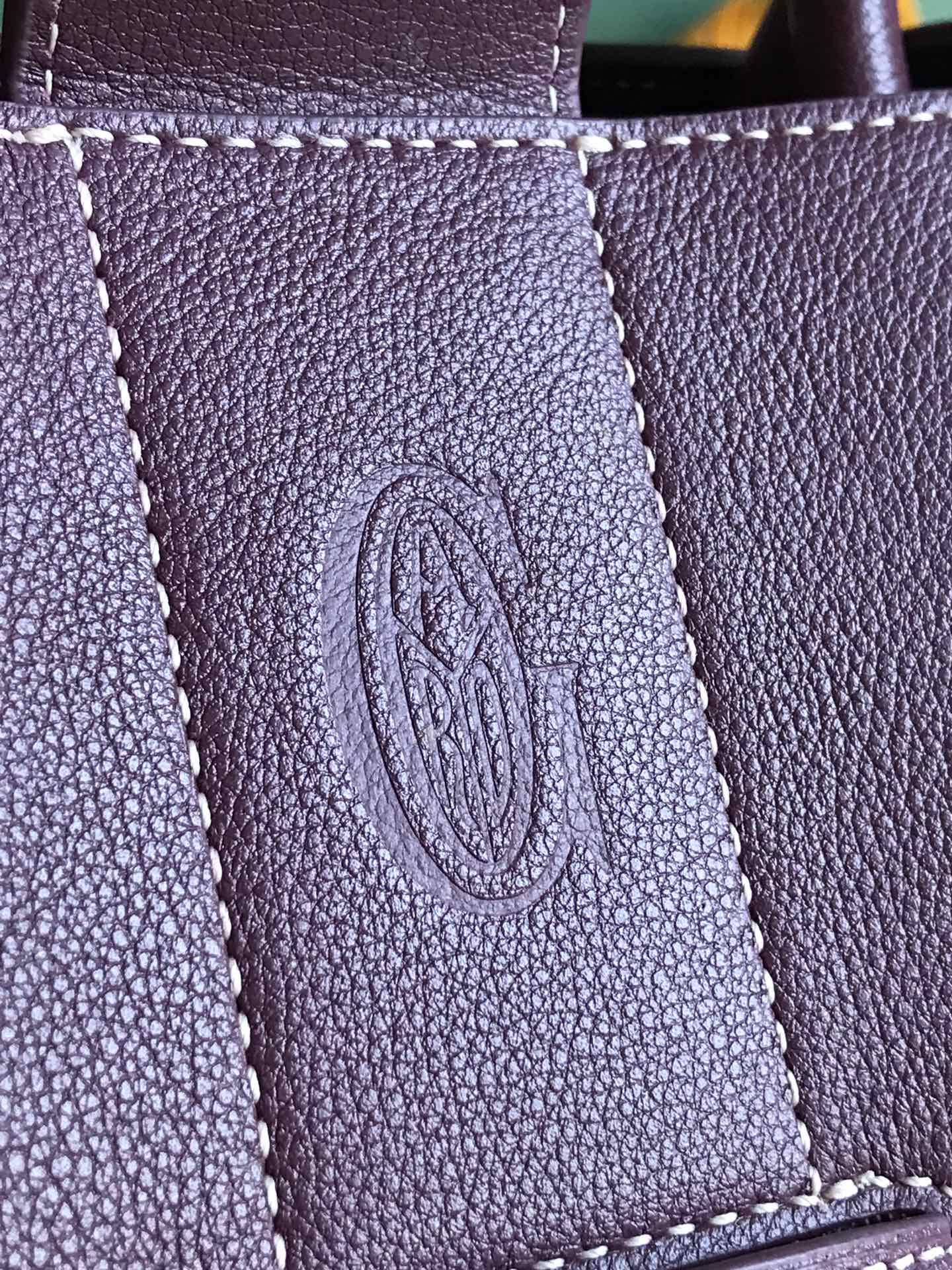SAIGON SOUPLE BAG 34 IN BURGUNDY RED GOYARDINE CANVAS AND CALFSKIN