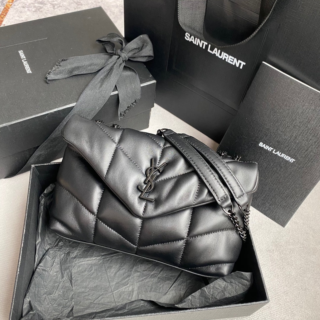 LOULOU MINI 23 ALL BLACK QUILTED LEATHER