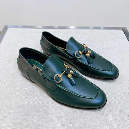 GG Men's Tassel Loafer Green Calfskin 361358