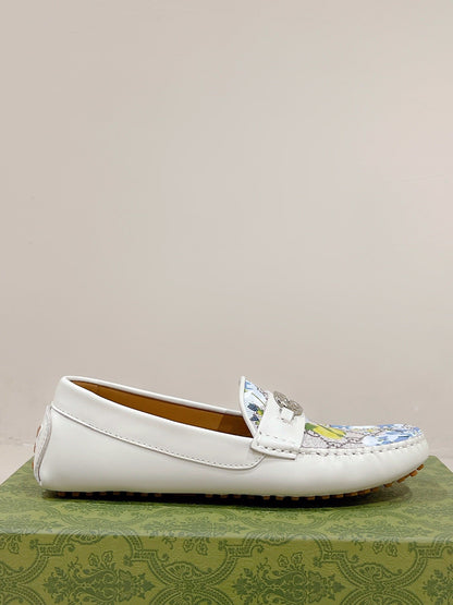 GG Men's Flower Loafer White Calfskin 561760