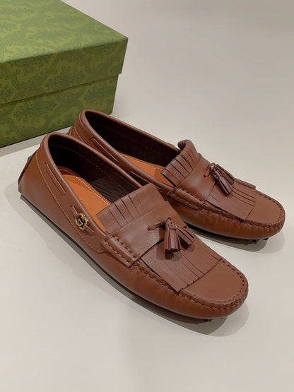 GG Men's Tassel Loafer Brown Calfskin 561802