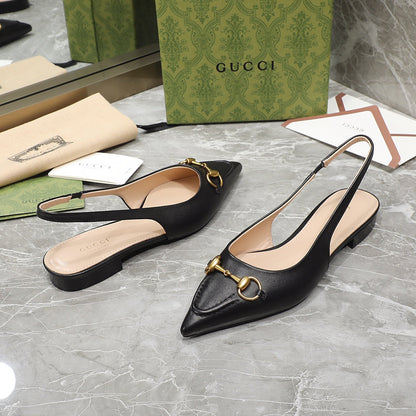 GG Slingback Flat Sandals black