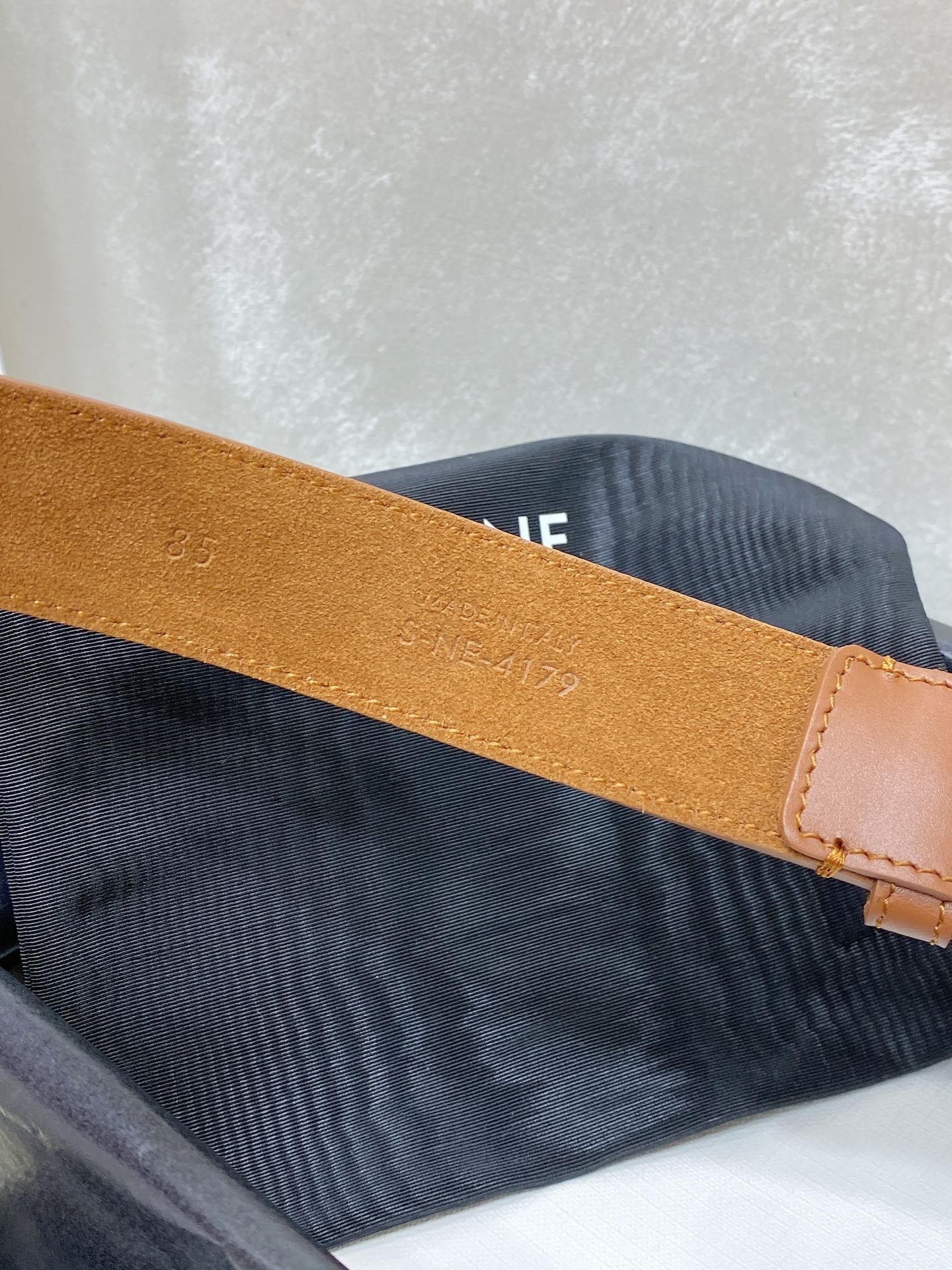 CEL Gold Buckle Belt 30mm Brown Calfskin 176406