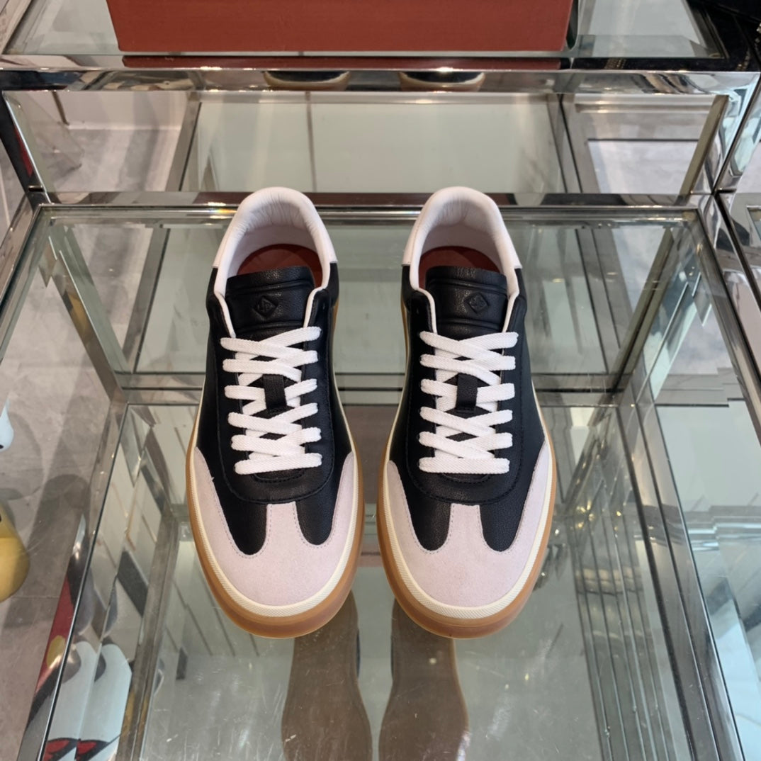 LP TENNIS WALK SNEAKERS BLACK AND BEIGE CALFSKIN