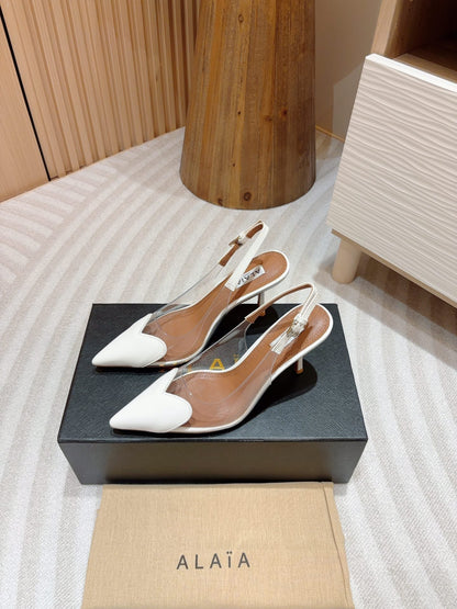 alaia slingbacks 95 optic white heart lambskin