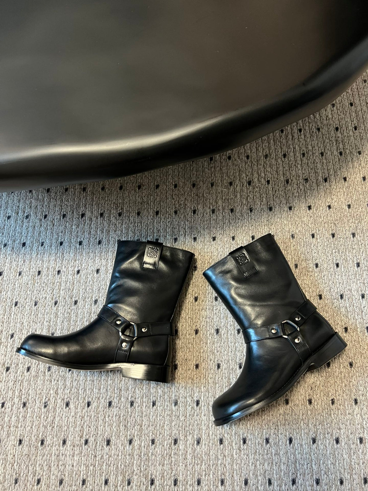 Loewe knight boots black sheepskin 478450