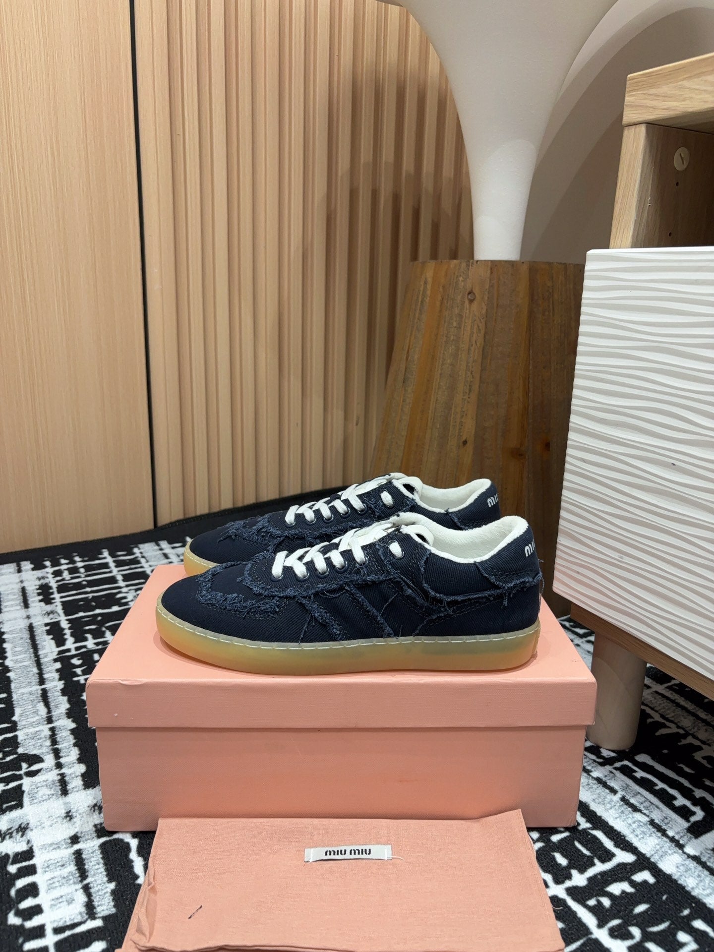 Denim Miu Sneakers In Black Fabric