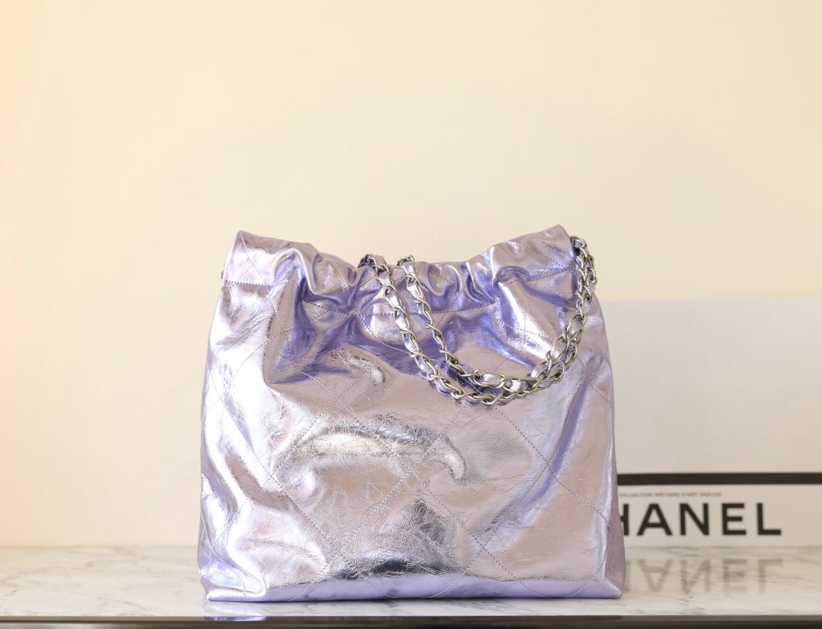 25C Hobo 22 Bag 35cm Violet Metalic Lambskin