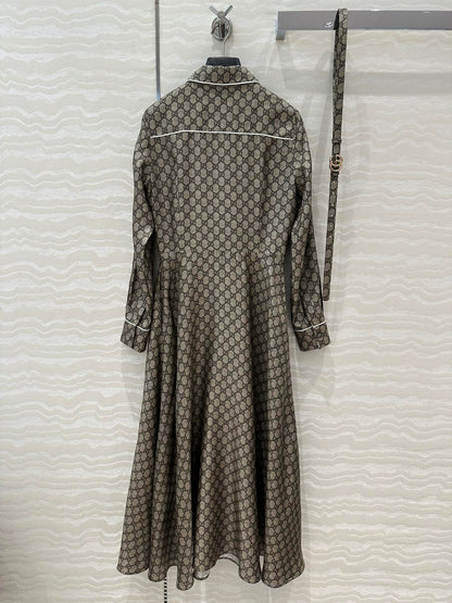Gucci 25 Monogram Dress Gray Silk
