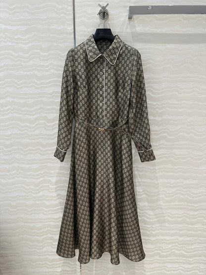 Gucci 25 Monogram Dress Gray Silk