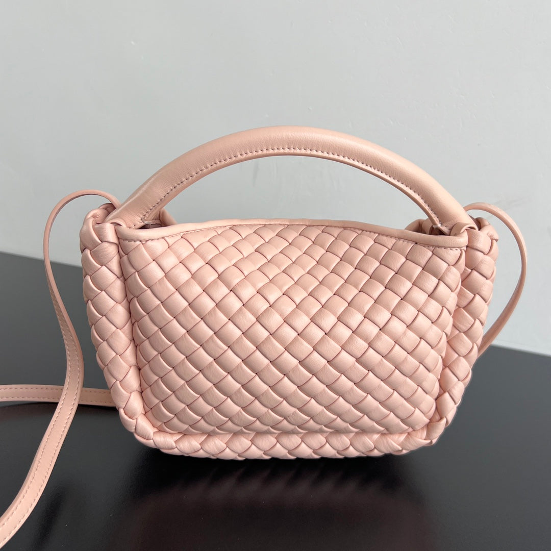 BV Small Cobble Top Handle 23cm Pastel Pink Lambskin