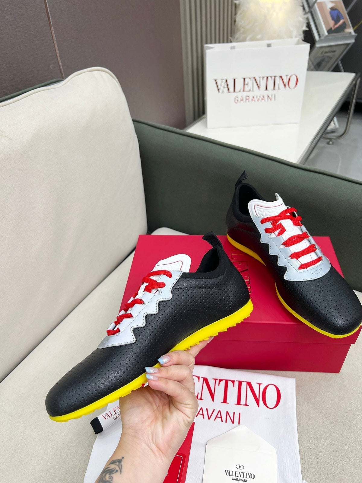 VT 25 Chromathon Sneaker Black Red Lambskin 352050
