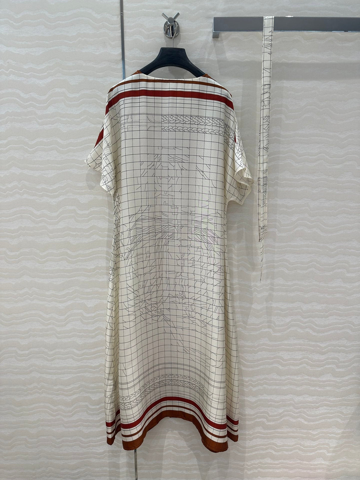 Hm 25 Coaching Deja Vu Shirt Dress White Brown Red Silk