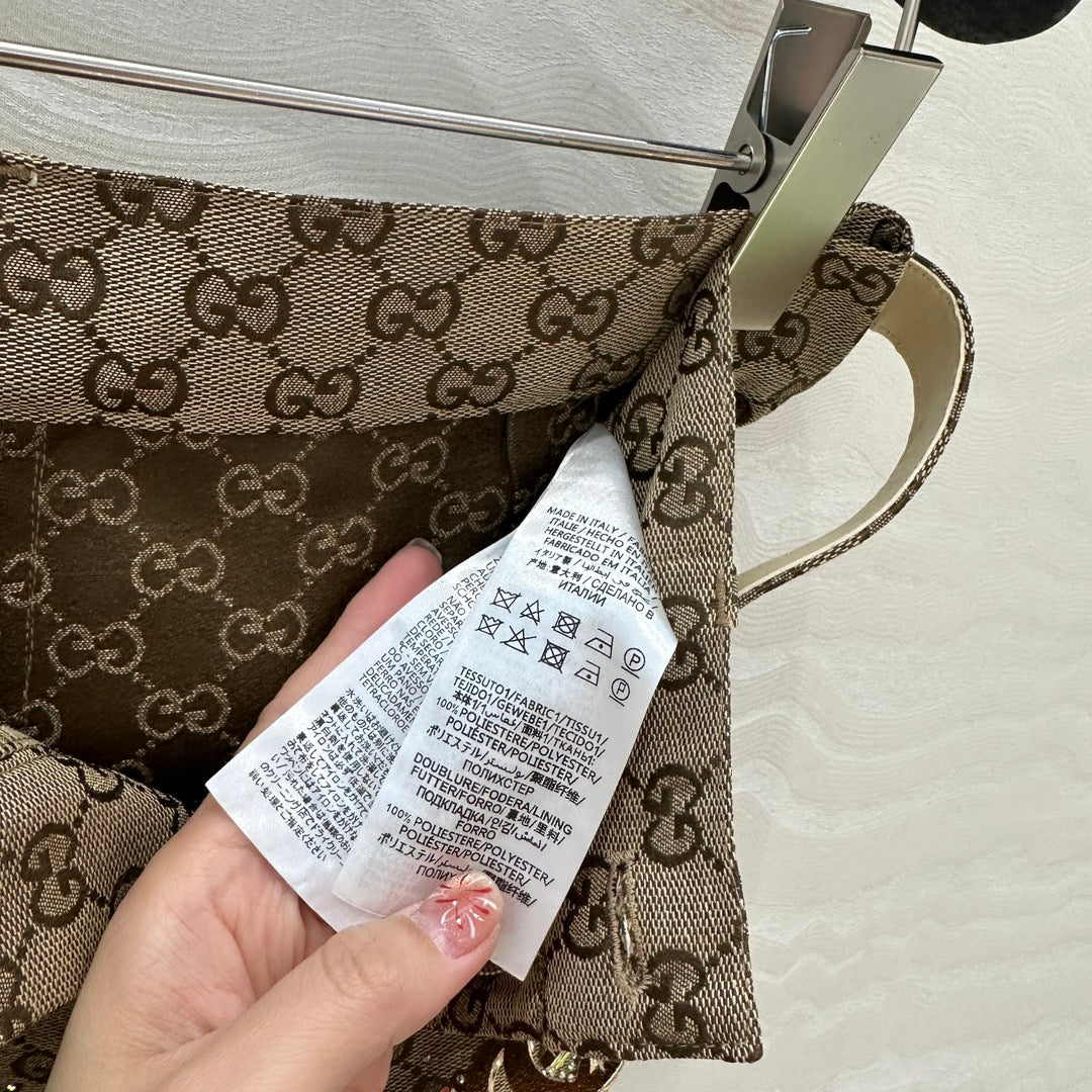 Gucci GG Letter Jacquard Woven Shorts Light Brown Polyester Fiber
