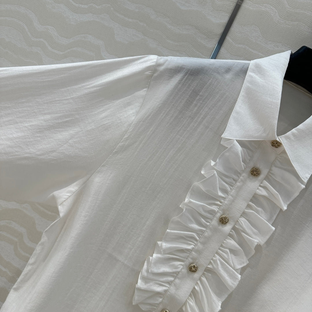 CC Lace Shirt In White Cotton And Silk