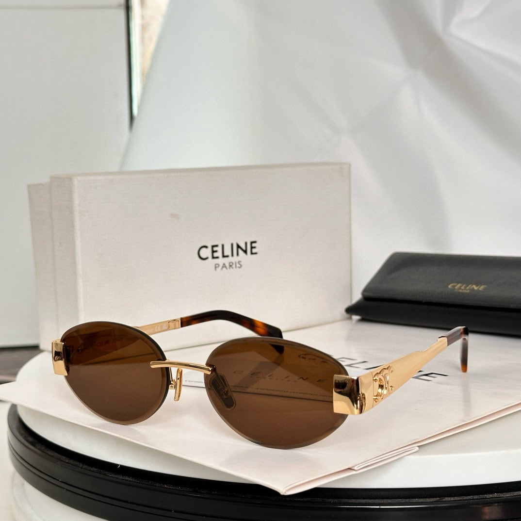 TRIOMPHE OVAL SUNGLASS  CL40240l IN METAL