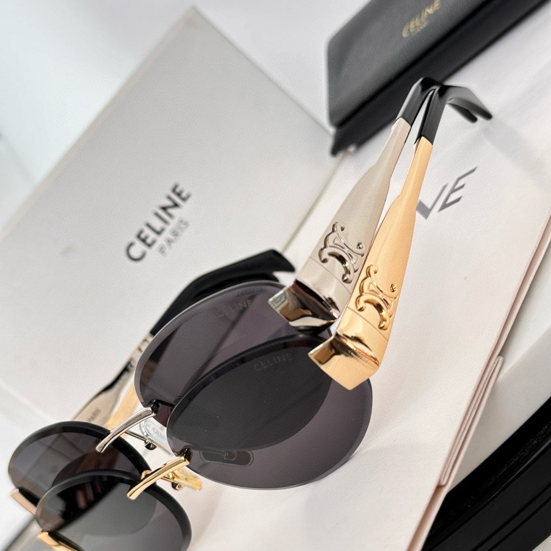 TRIOMPHE OVAL SUNGLASS  CL40240l IN METAL