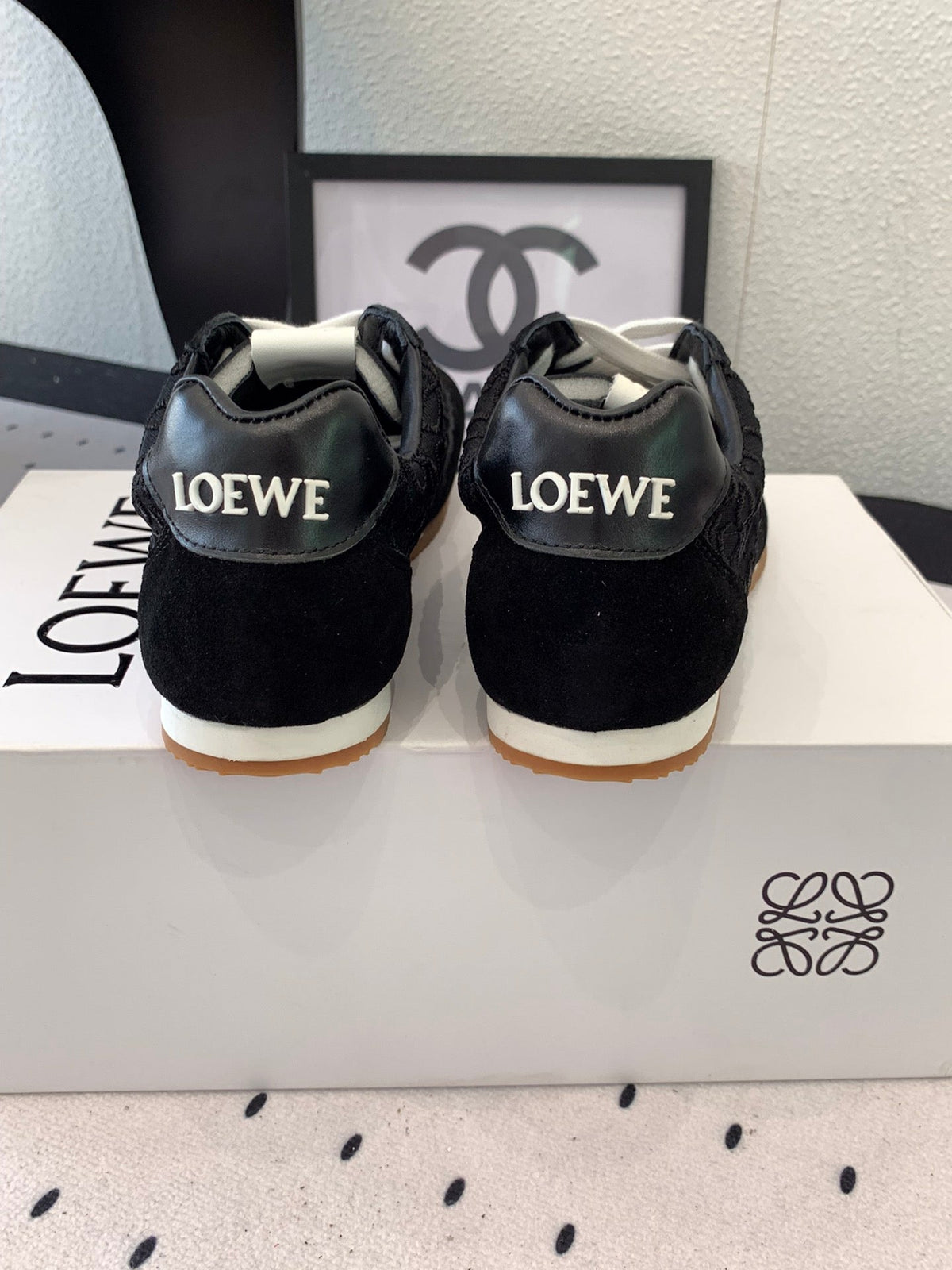 Loewe 25 Runner Sneaker Black Mesh Suede 265455