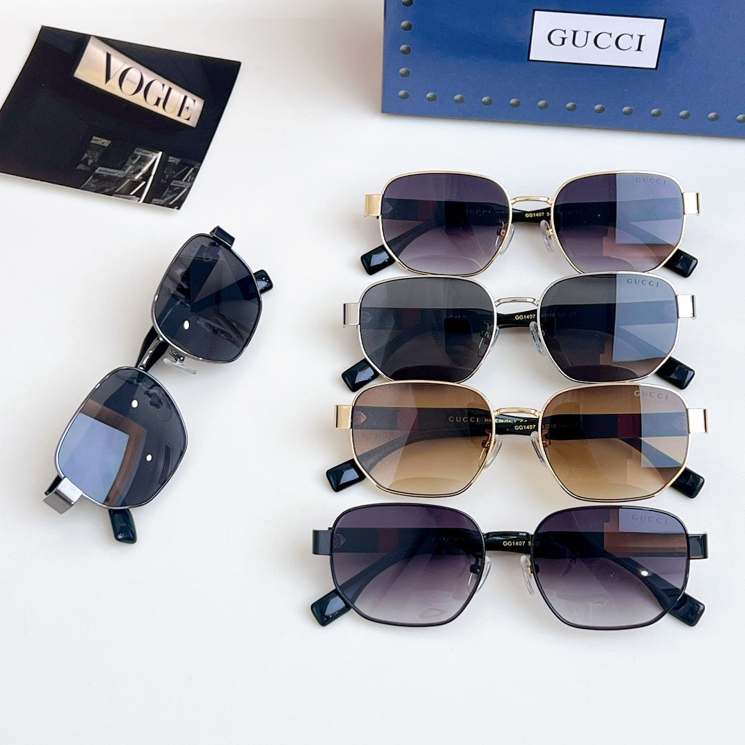 SQUARE FRAME SUNGLASSES GG1407 IN METAL EMBOSSED LOGO
