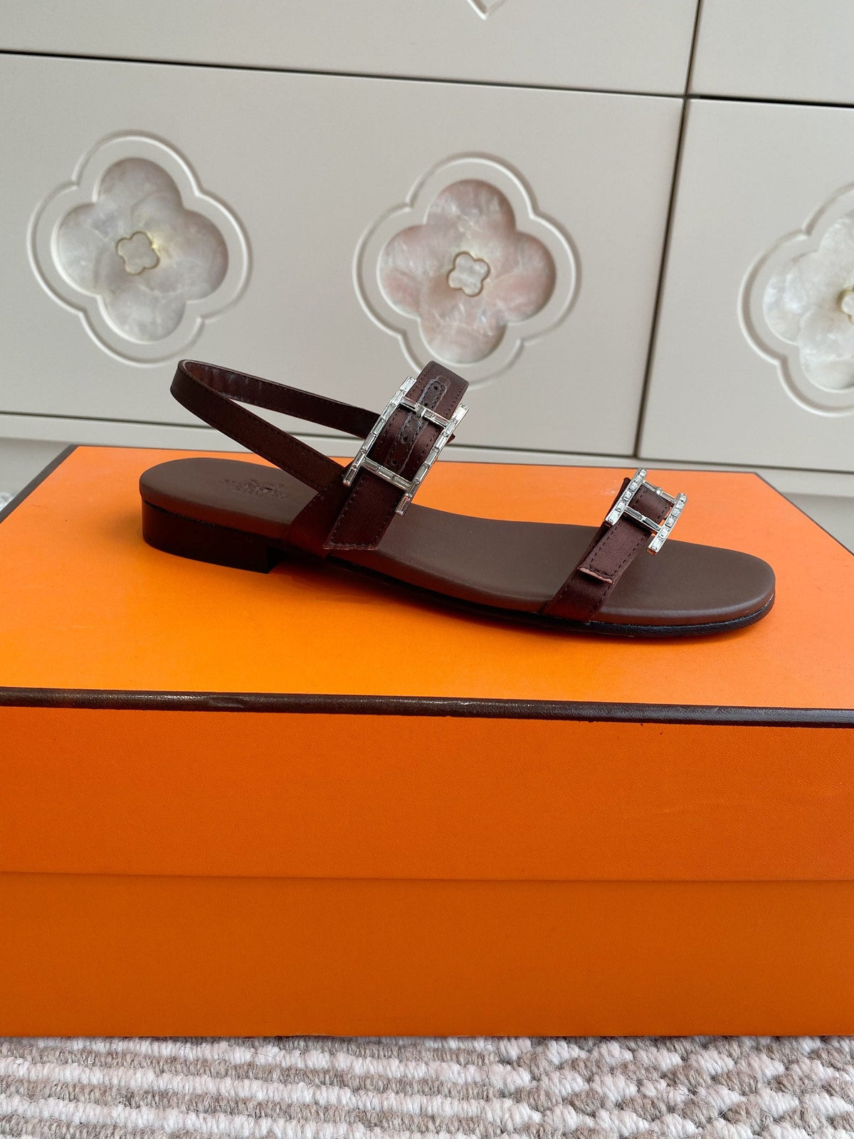 HM Cristal Sandals Brown Calfskin 291445