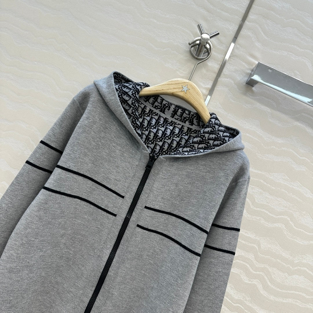 CD Hooded Jacket Grey Wool Cashmere