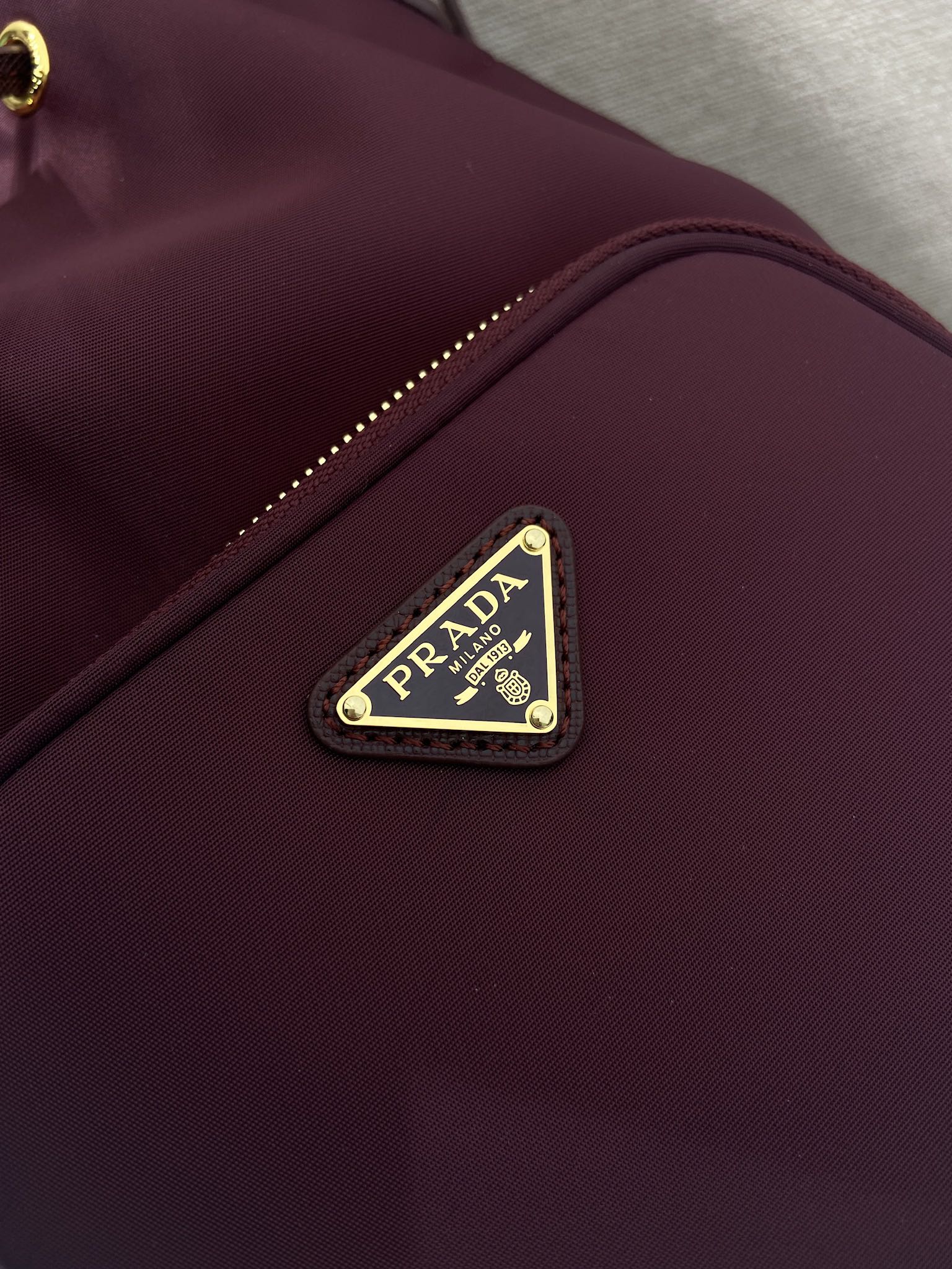 PRA bucket bag 23 burgundy nylon fabric 280826