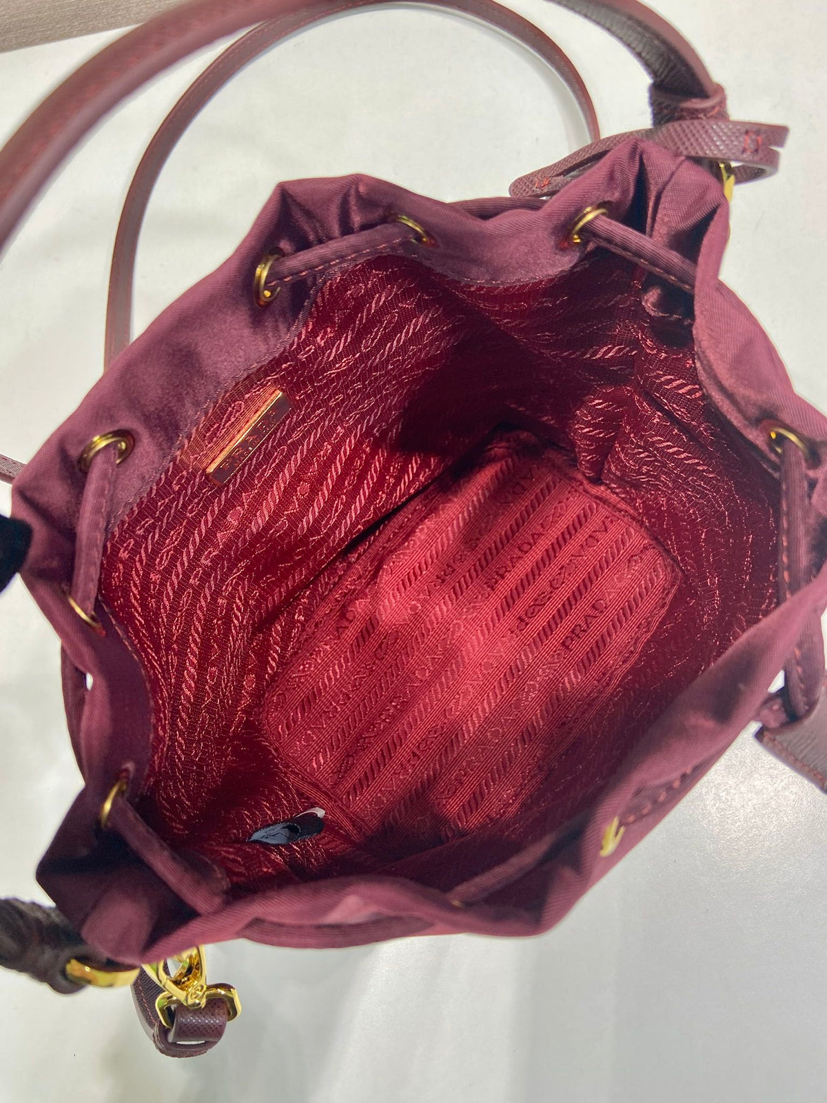 PRA bucket bag 19 burgundy nylon fabric  280831